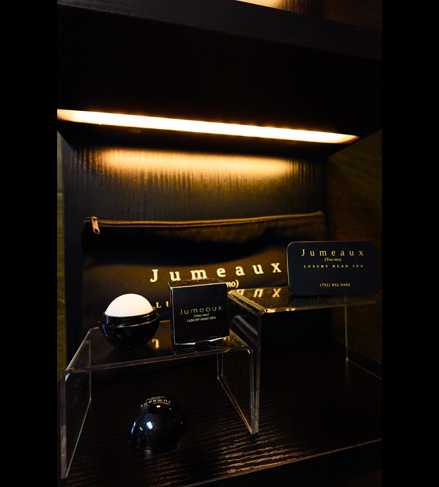 Black and gold Jumeaux product display inside the Las Vegas facility